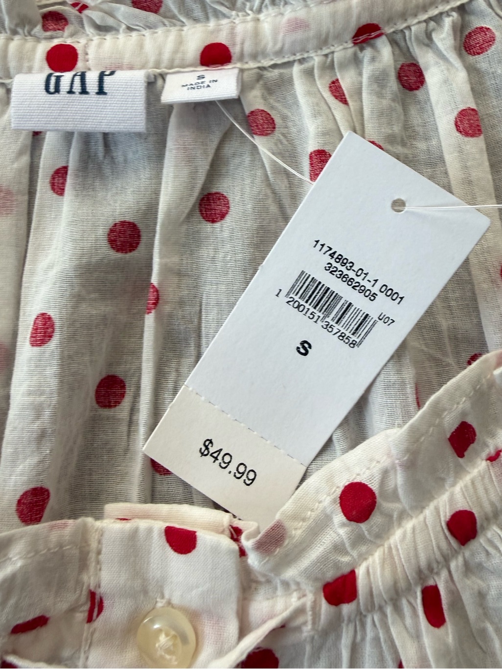 Gap Relaxed Sleeveless Tie-Neck Top Tank Red White Polka Dot Small Nwt — image 4 of 6
